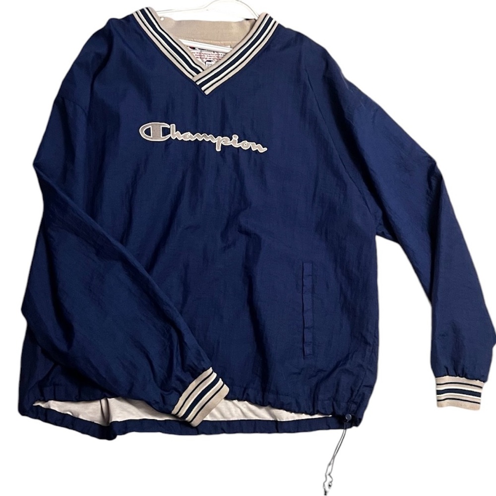 Men’s Vintage Champion V-Neck Pullover Windbreaker Sweatshirt